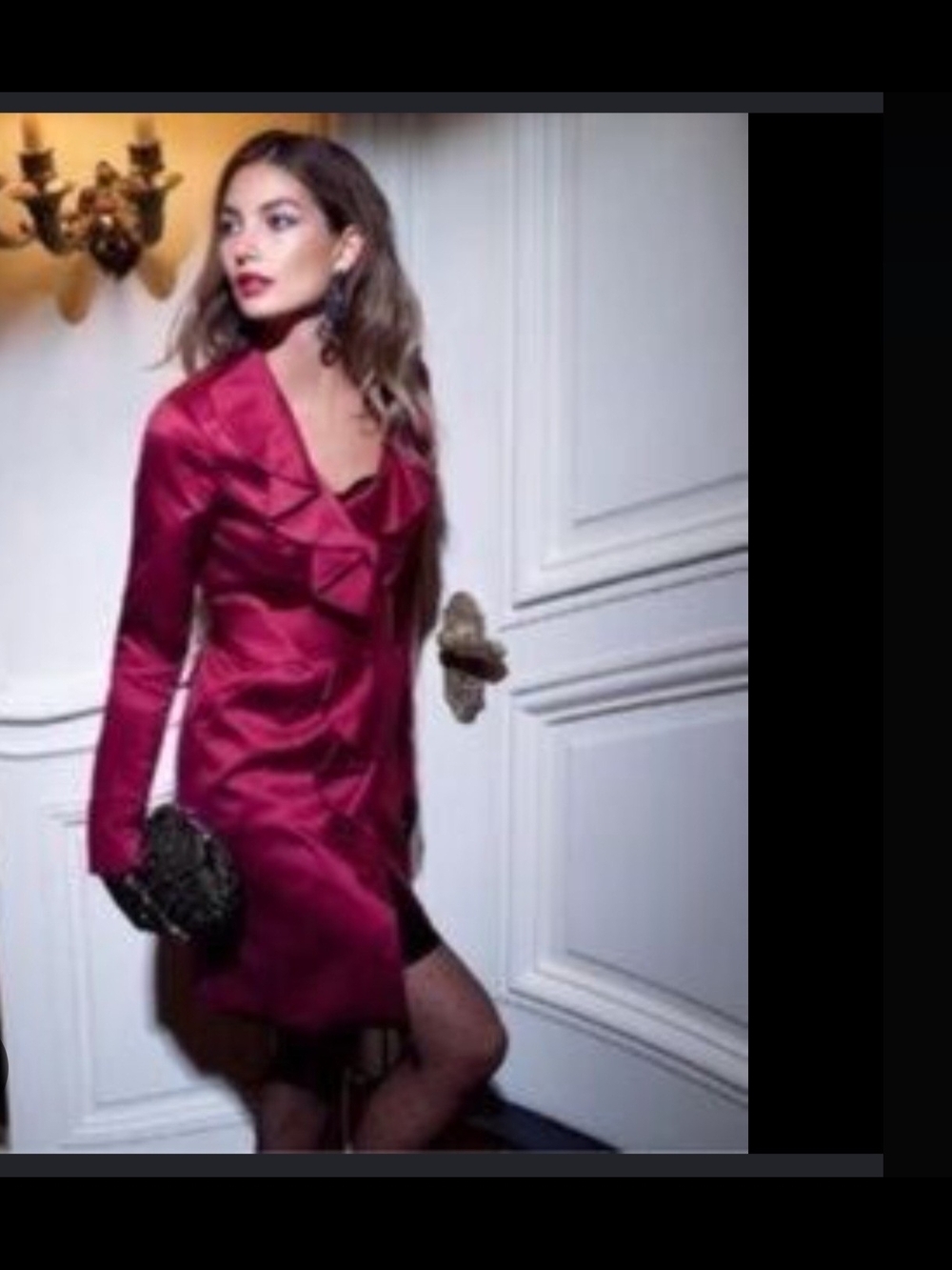 Feminine Glam Magenta Pink Satin Ruffled Belted Trench Coat Womens XS